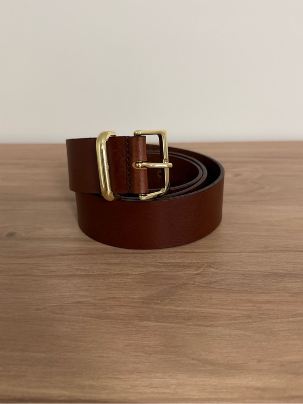 MNG Mango 100% Leather Square Buckle Brown Belt Made In Spain Size Small